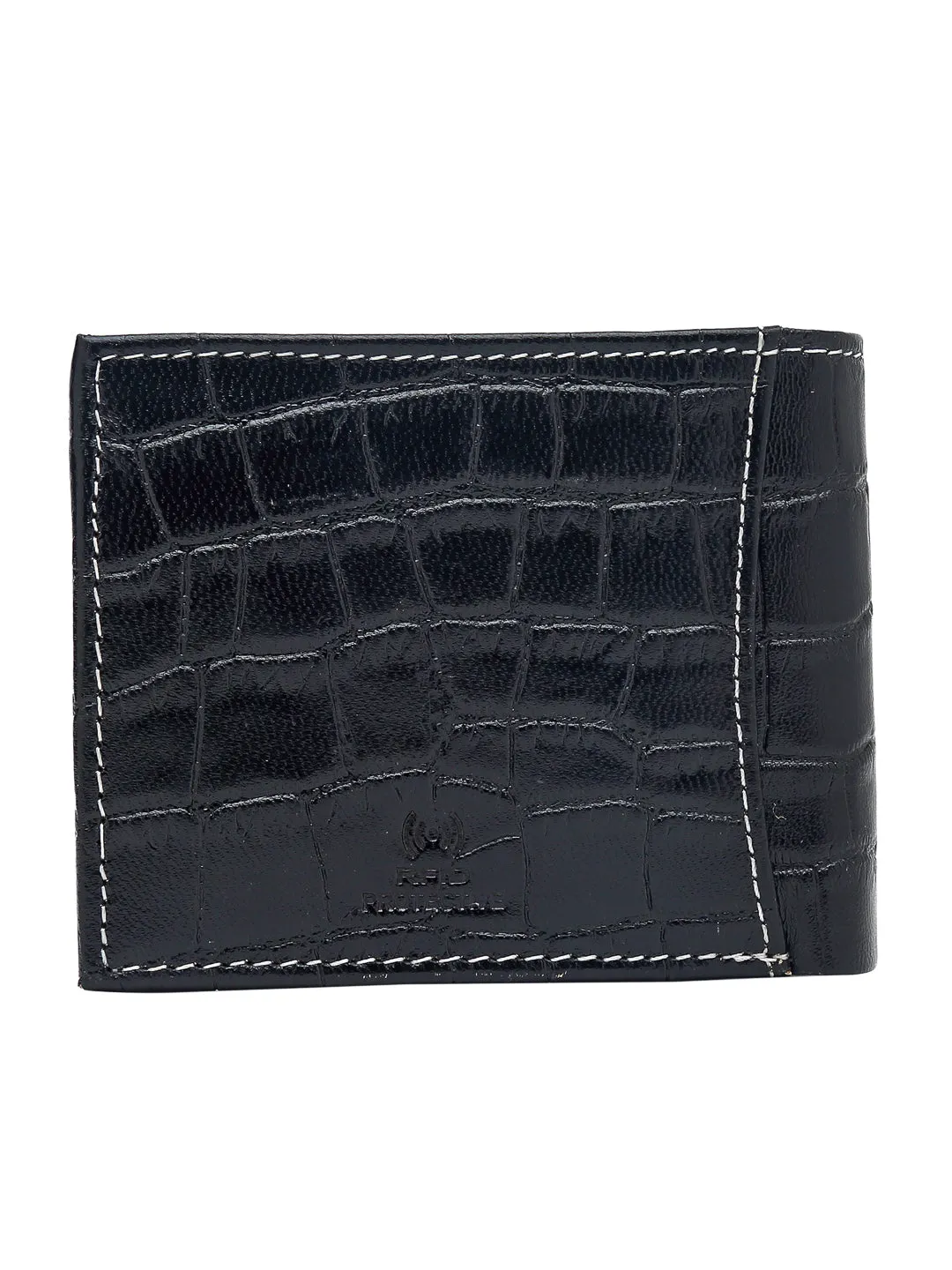 Teakwood Unisex Genuine Leather Brown Bi Fold RFID Solid Wallet with stitch embroidery