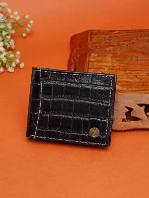 Teakwood Unisex Genuine Leather Brown Bi Fold RFID Solid Wallet with stitch embroidery