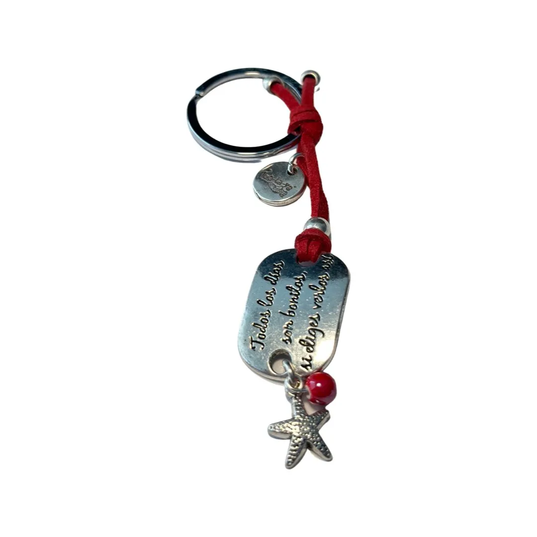 TRA-LA-RA STARFISH AND INSPIRING PHRASE KEYCHAIN