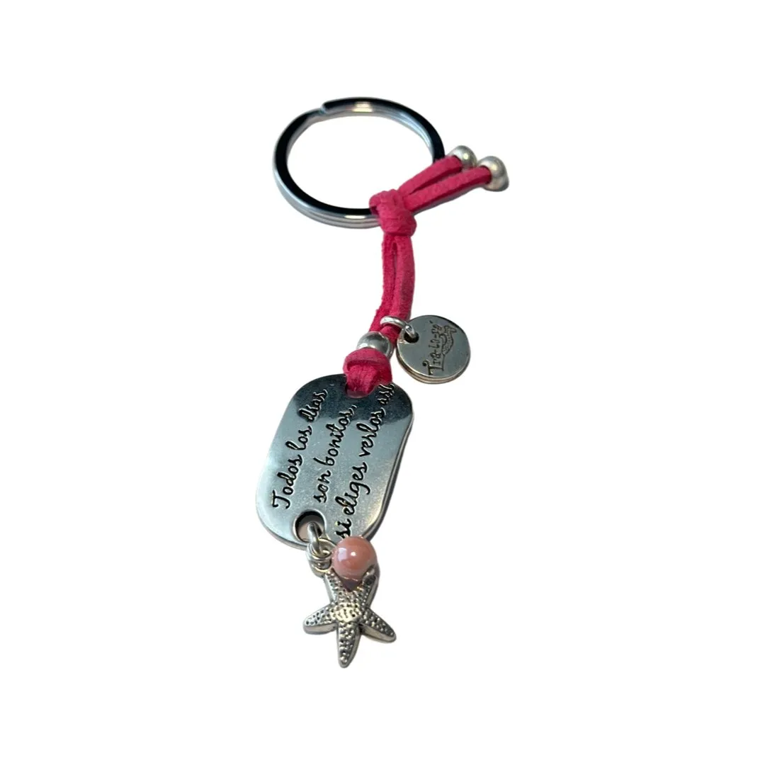 TRA-LA-RA STARFISH AND INSPIRING PHRASE KEYCHAIN