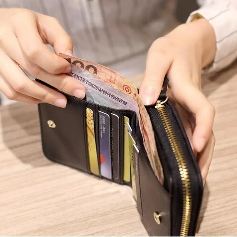 Women Short Wallets PU Leather Female Plaid Purses Nubuck Card Holder Wallet Woman Small Zipper Wallet With Coin Purse