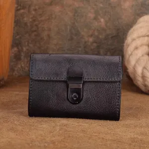 Womens Cool Black Leather Card Wallet Small Black Wallet For Women