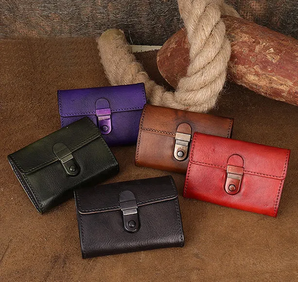 Womens Cool Black Leather Card Wallet Small Black Wallet For Women