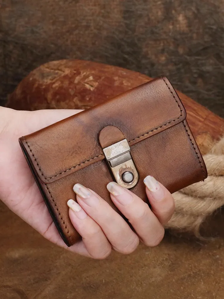 Womens Cool Black Leather Card Wallet Small Black Wallet For Women