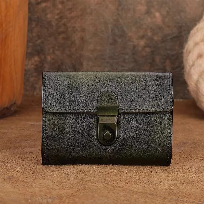 Womens Cool Black Leather Card Wallet Small Black Wallet For Women