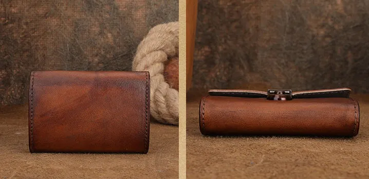 Womens Cool Black Leather Card Wallet Small Black Wallet For Women