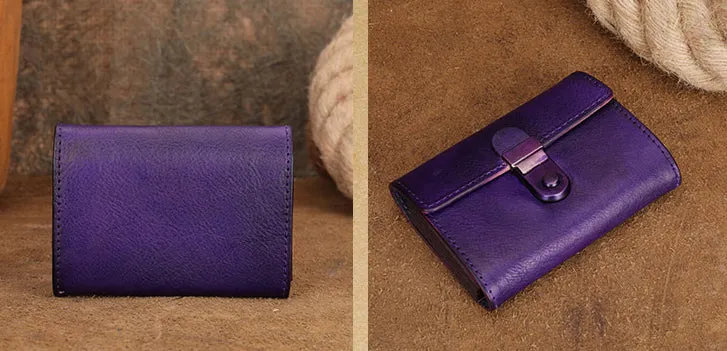 Womens Cool Black Leather Card Wallet Small Black Wallet For Women
