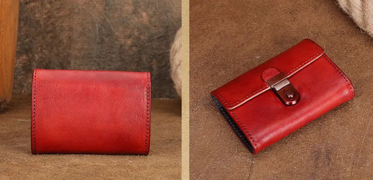 Womens Cool Black Leather Card Wallet Small Black Wallet For Women