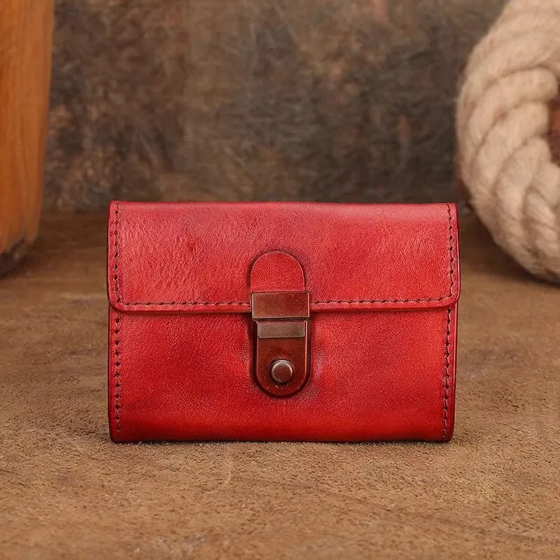 Womens Cool Black Leather Card Wallet Small Black Wallet For Women