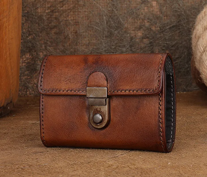 Womens Cool Black Leather Card Wallet Small Black Wallet For Women