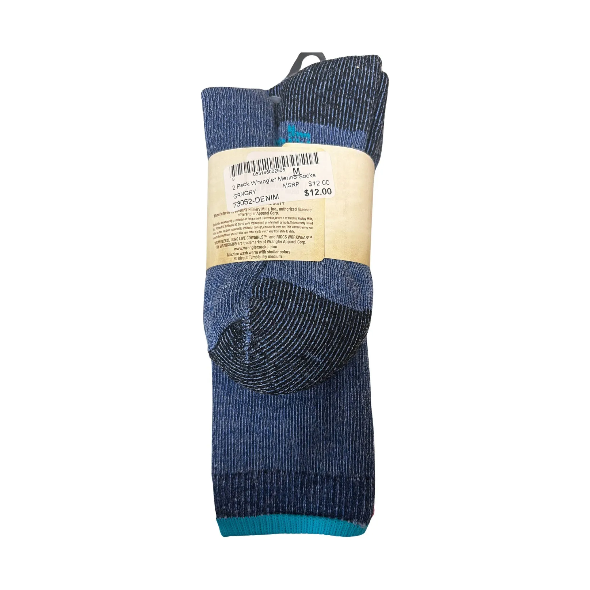 Wrangler Women's 2 Pack Merino Socks - Denim