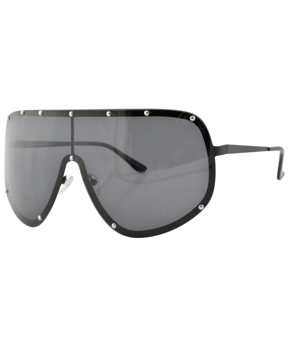 YOKO Black Oversized Shield Sunglasses