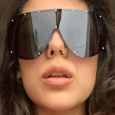 YOKO Black Oversized Shield Sunglasses