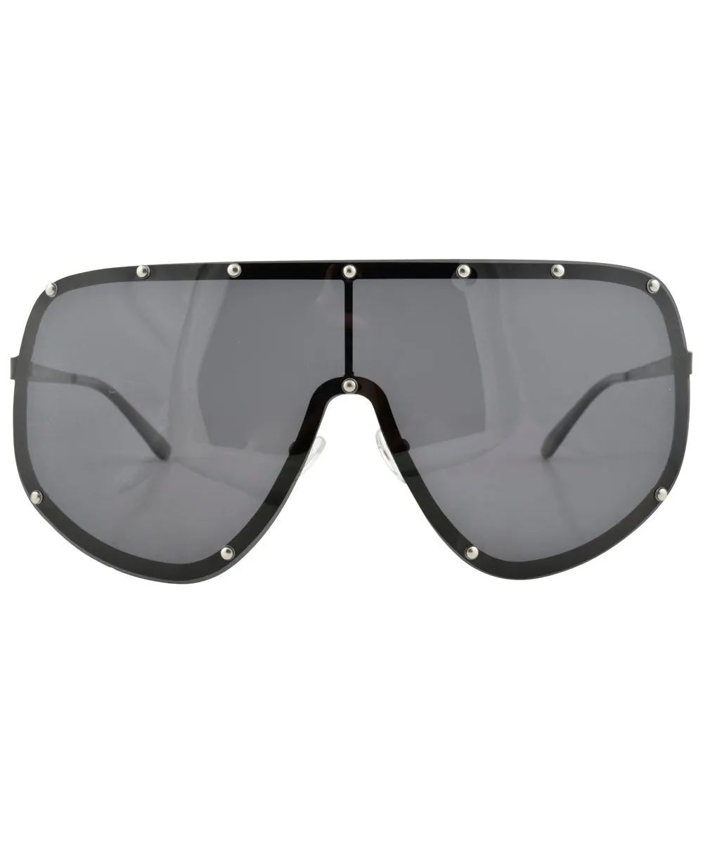 YOKO Black Oversized Shield Sunglasses
